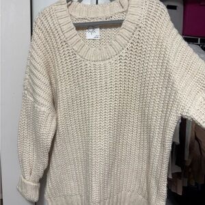 Aerie Cream Knit Crew Neck Sweater